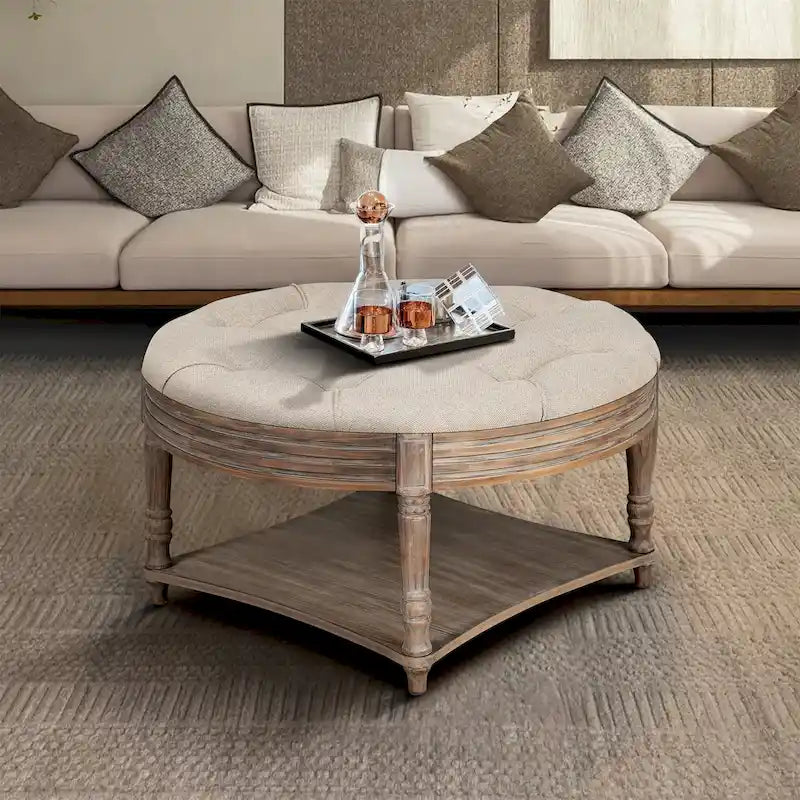 Table basse repose-pieds ronde large