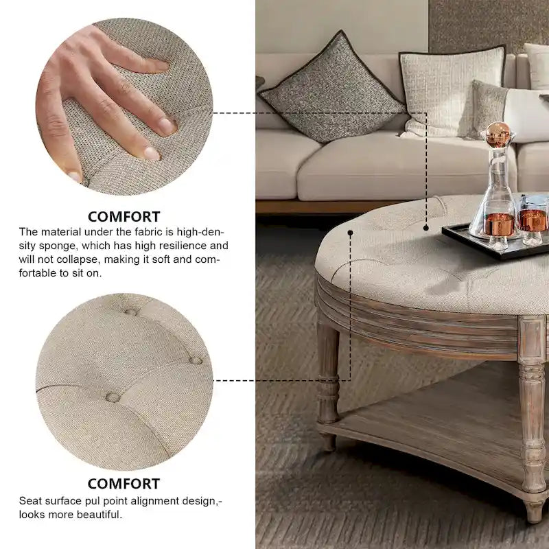 Table basse repose-pieds ronde large