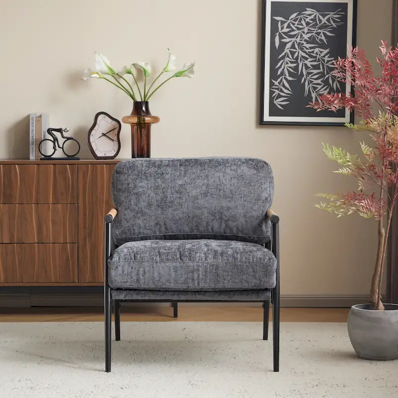 Fauteuil d'appoint moderne rembourré Varsts avec cadre en bois, émeraude par