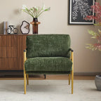 Fauteuil d'appoint moderne rembourré Varsts avec cadre en bois, émeraude par