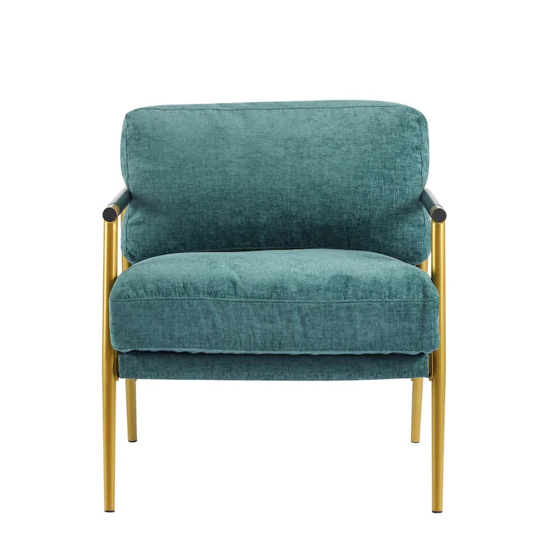 Fauteuil d'appoint moderne rembourré Varsts avec cadre en bois, émeraude par