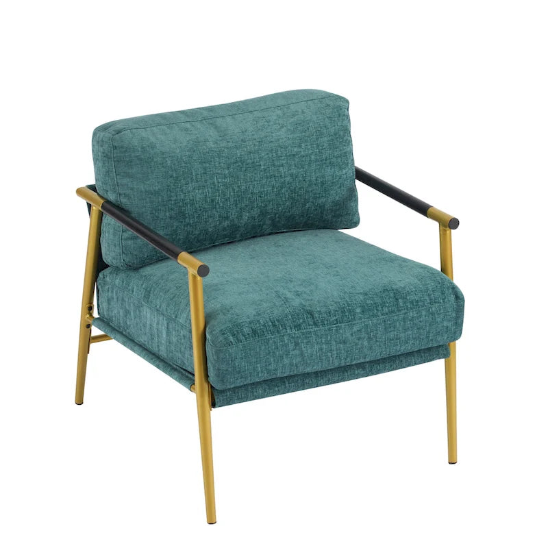 Fauteuil d'appoint moderne rembourré Varsts avec cadre en bois, émeraude par