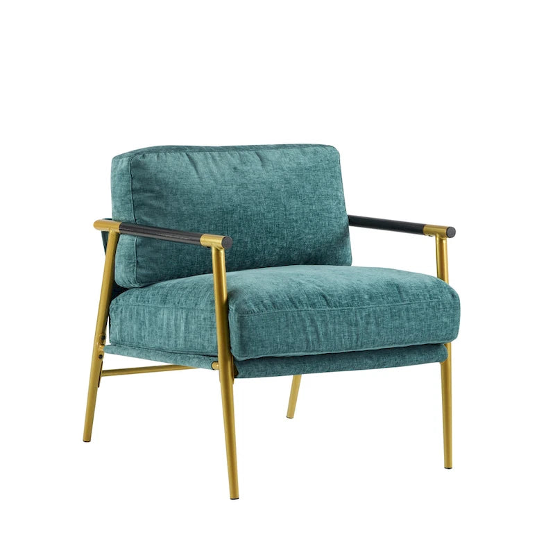Fauteuil d'appoint moderne rembourré Varsts avec cadre en bois, émeraude par