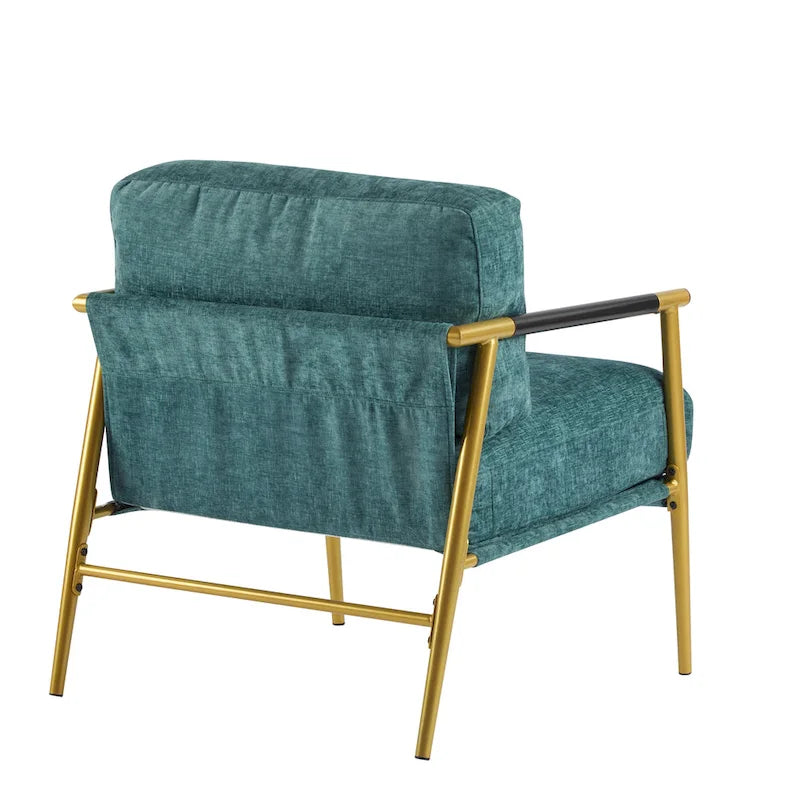 Fauteuil d'appoint moderne rembourré Varsts avec cadre en bois, émeraude par