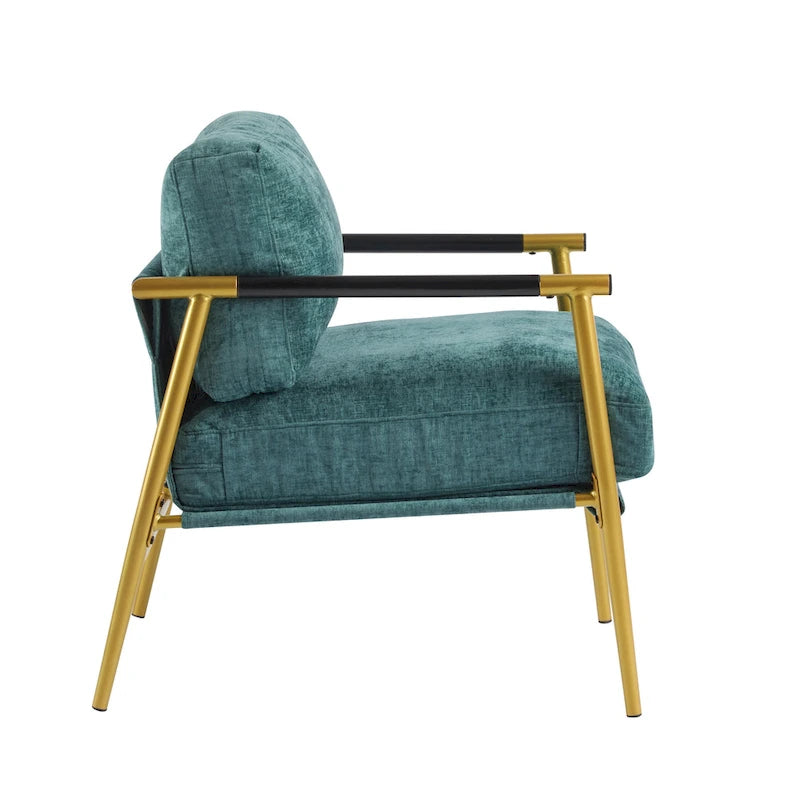 Fauteuil d'appoint moderne rembourré Varsts avec cadre en bois, émeraude par