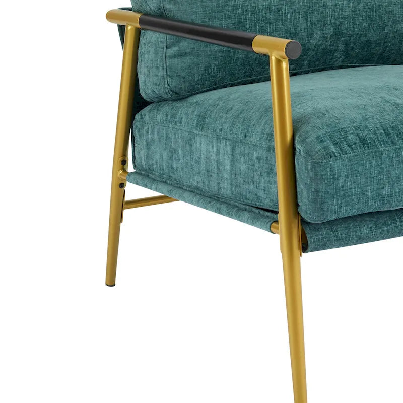 Fauteuil d'appoint moderne rembourré Varsts avec cadre en bois, émeraude par