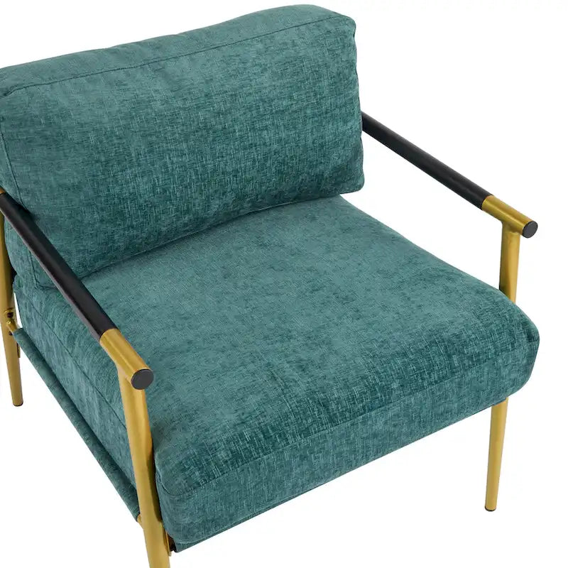 Fauteuil d'appoint moderne rembourré Varsts avec cadre en bois, émeraude par
