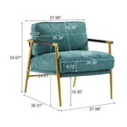 Fauteuil d'appoint moderne rembourré Varsts avec cadre en bois, émeraude par