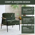 Fauteuil d'appoint moderne rembourré Varsts avec cadre en bois, émeraude par