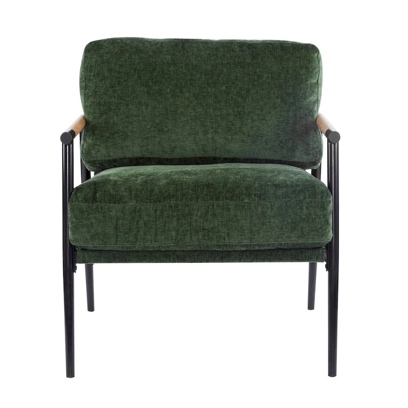 Fauteuil d'appoint moderne rembourré Varsts avec cadre en bois, émeraude par