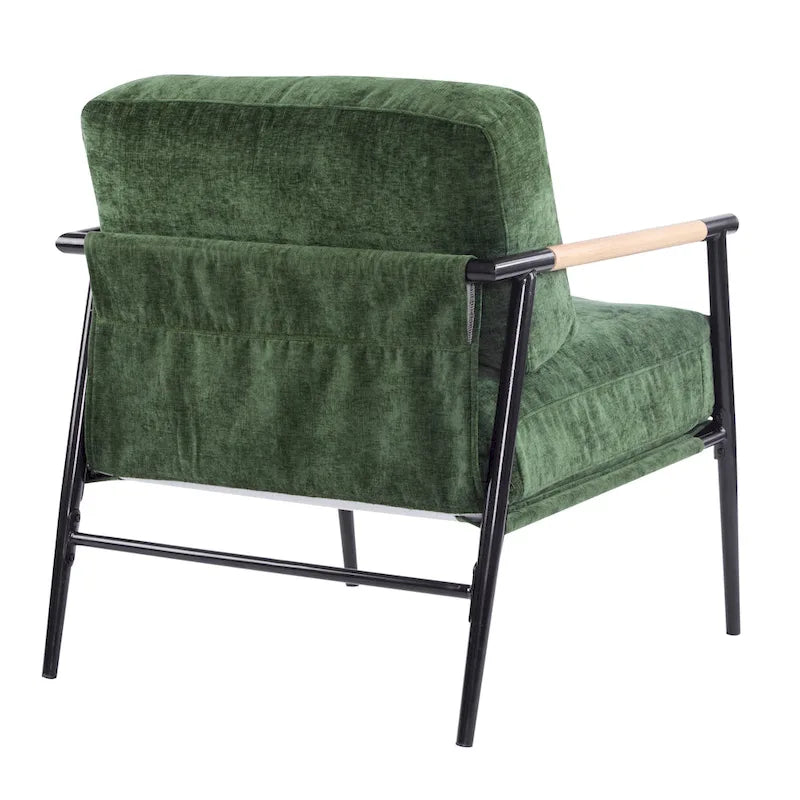 Fauteuil d'appoint moderne rembourré Varsts avec cadre en bois, émeraude par