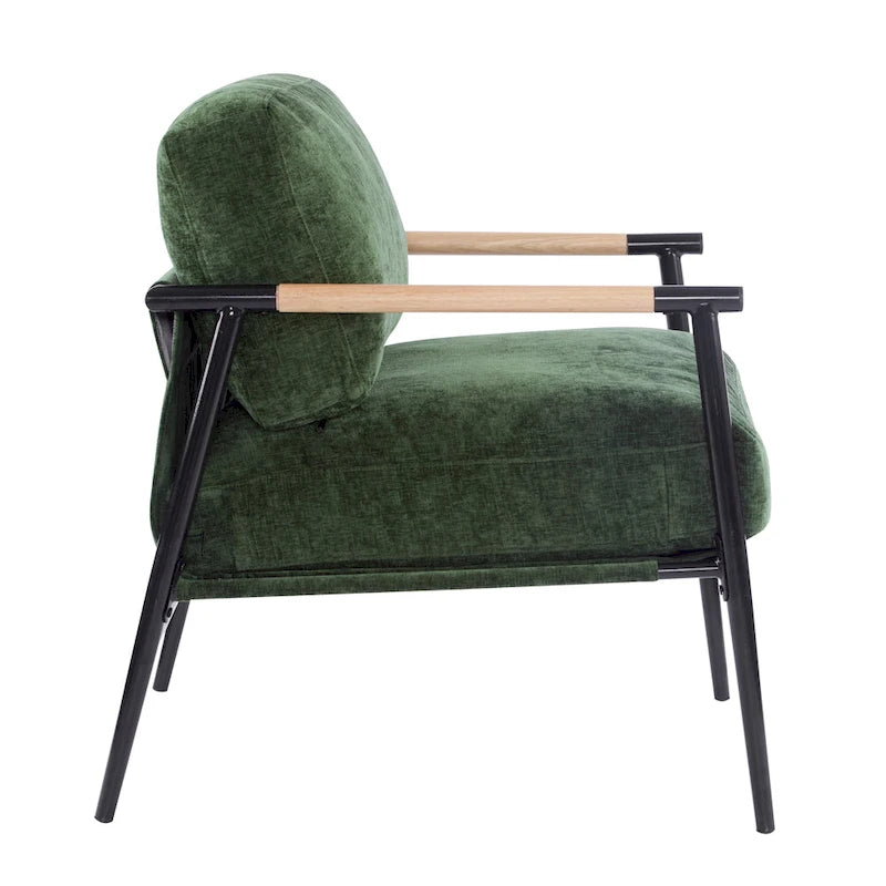 Fauteuil d'appoint moderne rembourré Varsts avec cadre en bois, émeraude par