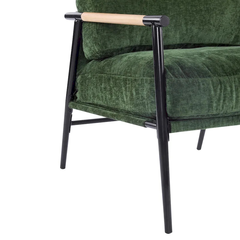 Fauteuil d'appoint moderne rembourré Varsts avec cadre en bois, émeraude par