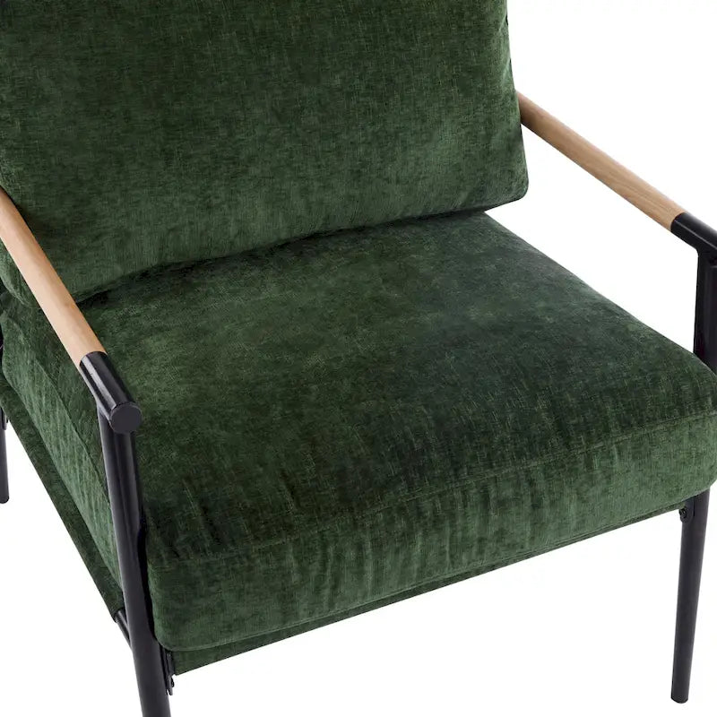 Fauteuil d'appoint moderne rembourré Varsts avec cadre en bois, émeraude par