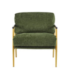 Fauteuil d'appoint moderne rembourré Varsts avec cadre en bois, émeraude par