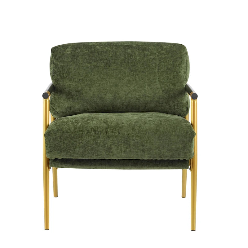 Fauteuil d'appoint moderne rembourré Varsts avec cadre en bois, émeraude par