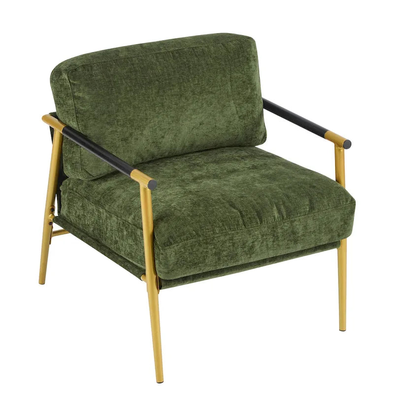 Fauteuil d'appoint moderne rembourré Varsts avec cadre en bois, émeraude par