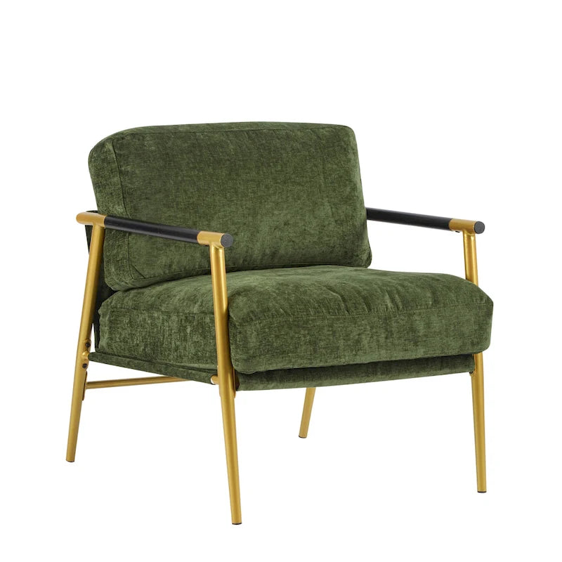 Fauteuil d'appoint moderne rembourré Varsts avec cadre en bois, émeraude par