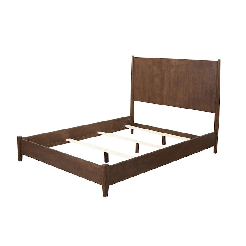 Cadre de lit California King HomeRoots en bois massif marron