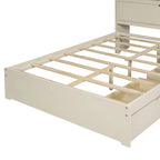 Lit plate-forme en bois avec rangement, lit double avec tête de lit de rangement