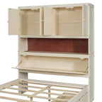 Lit plate-forme en bois avec rangement, lit double avec tête de lit de rangement