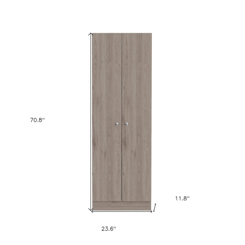 Garde-manger/placard de rangement en bois gris clair de 71" - 23,6"L x 70,8"H x 11,8"P