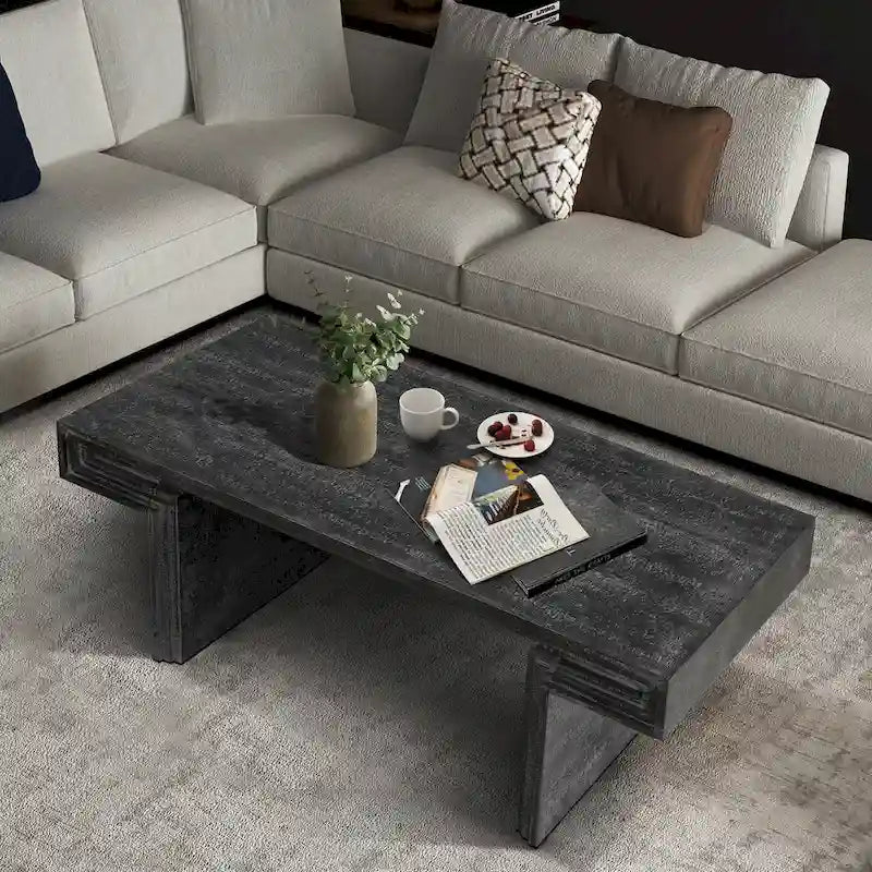 Table basse industrielle vintage de qualité supérieure avec structure à double niveau pour les salons et les bureaux