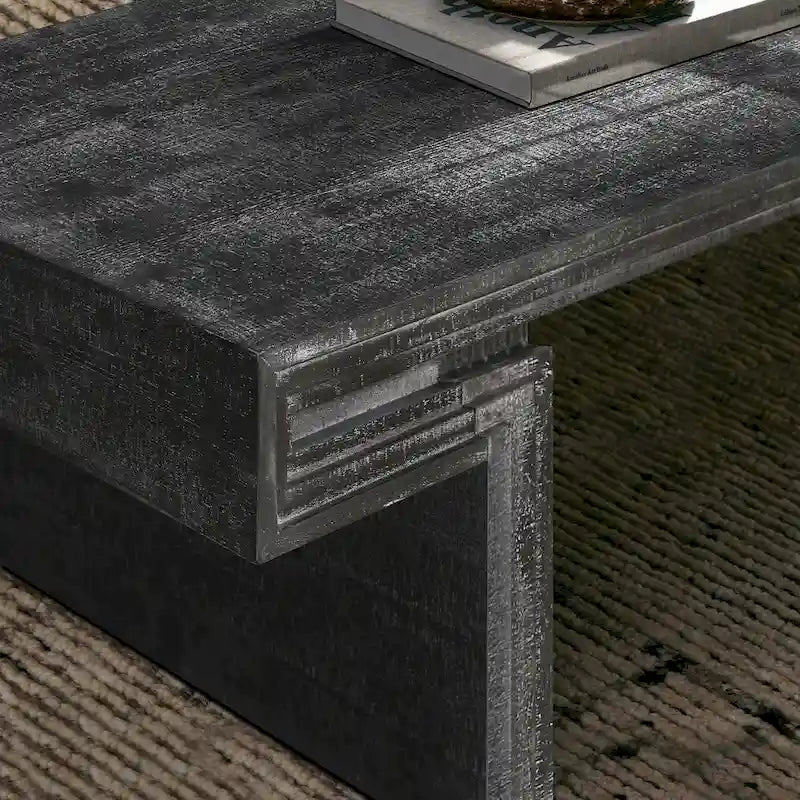 Table basse industrielle vintage de qualité supérieure avec structure à double niveau pour les salons et les bureaux