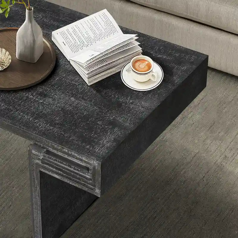 Table basse industrielle vintage de qualité supérieure avec structure à double niveau pour les salons et les bureaux