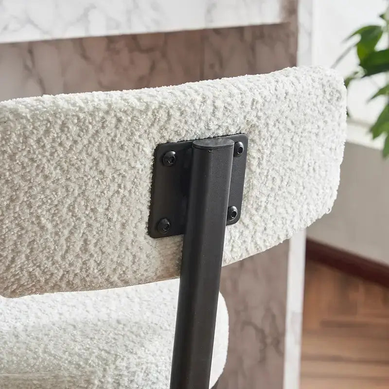 Lot de 2 tabourets de bar pivotants à 360°, chaises de bar hauteur comptoir en tissu bouclé avec pieds en métal pour îlot de cuisine, salle à manger