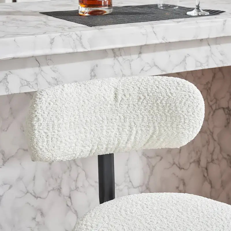 Lot de 2 tabourets de bar pivotants à 360°, chaises de bar hauteur comptoir en tissu bouclé avec pieds en métal pour îlot de cuisine, salle à manger