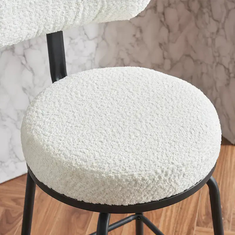 Lot de 2 tabourets de bar pivotants à 360°, chaises de bar hauteur comptoir en tissu bouclé avec pieds en métal pour îlot de cuisine, salle à manger