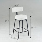 Lot de 2 tabourets de bar pivotants à 360°, chaises de bar hauteur comptoir en tissu bouclé avec pieds en métal pour îlot de cuisine, salle à manger