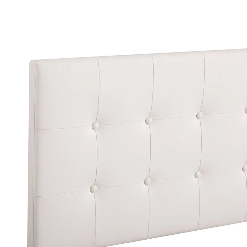 Lit à panneaux capitonné en similicuir, taille simple - 77 - Blanc