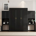 Lit escamotable tout-en-un avec bureau, coiffeuse et garde-robe, format Queen