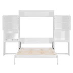 Lit escamotable tout-en-un avec bureau, coiffeuse et garde-robe, format Queen