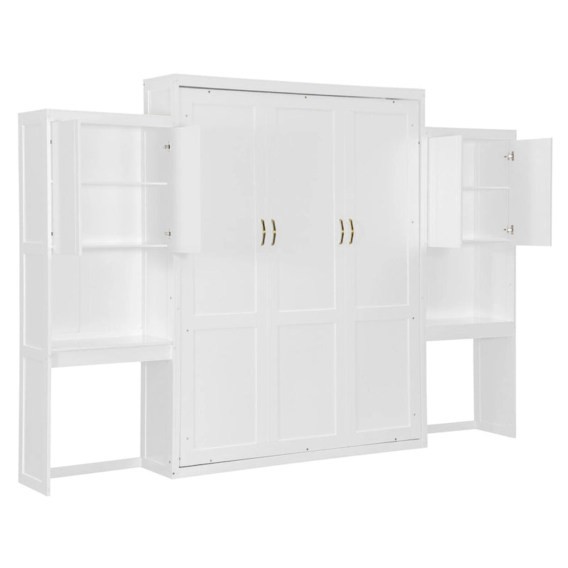 Lit escamotable tout-en-un avec bureau, coiffeuse et garde-robe, format Queen