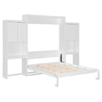 Lit escamotable tout-en-un avec bureau, coiffeuse et garde-robe, format Queen