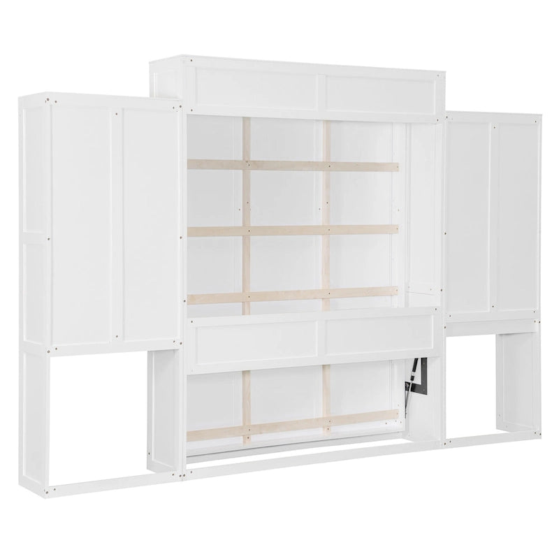 Lit escamotable tout-en-un avec bureau, coiffeuse et garde-robe, format Queen