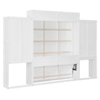 Lit escamotable tout-en-un avec bureau, coiffeuse et garde-robe, format Queen