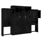 Lit escamotable tout-en-un avec bureau, coiffeuse et garde-robe, format Queen