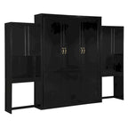 Lit escamotable tout-en-un avec bureau, coiffeuse et garde-robe, format Queen