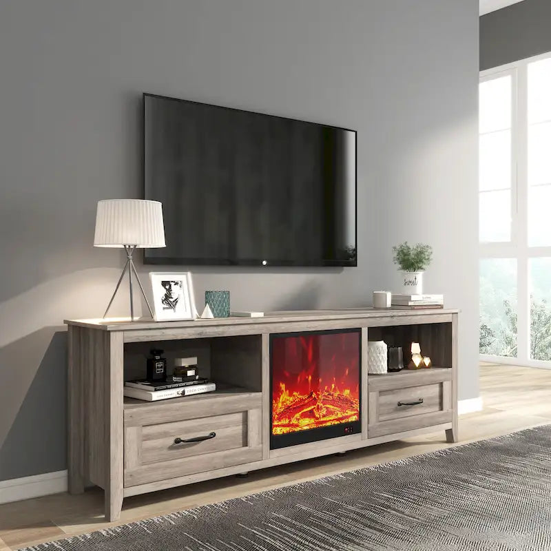 Meuble TV Cheminée WESOME 70 avec Foyer Électrique de 18 pouces