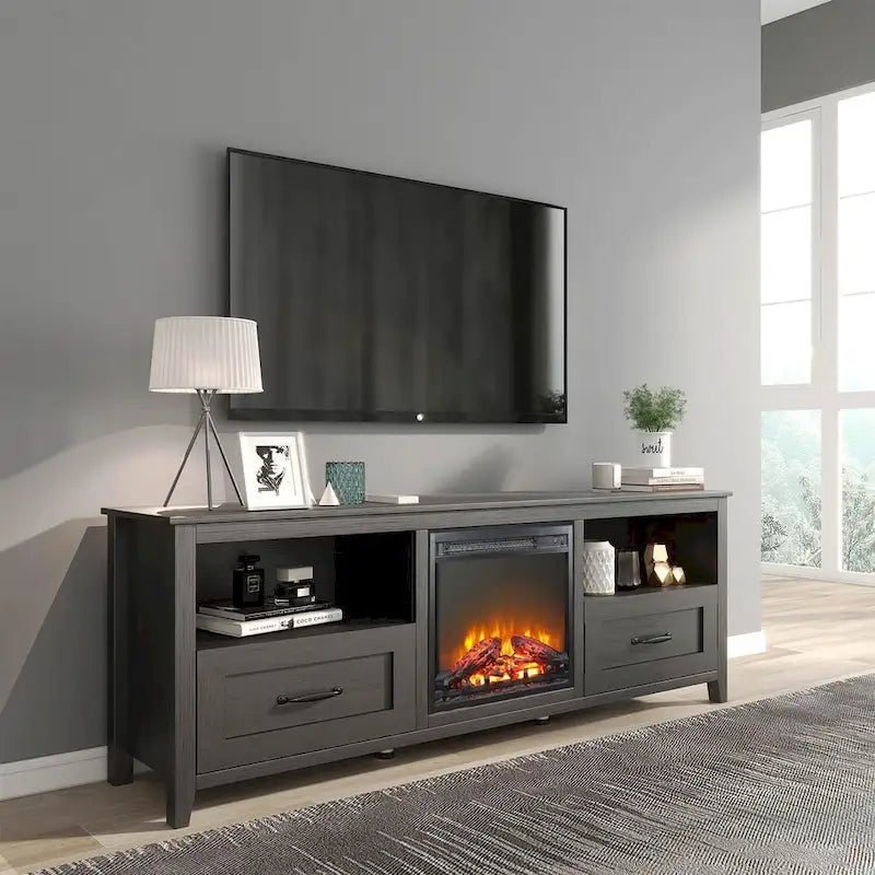 Meuble TV Cheminée WESOME 70 avec Foyer Électrique de 18 pouces
