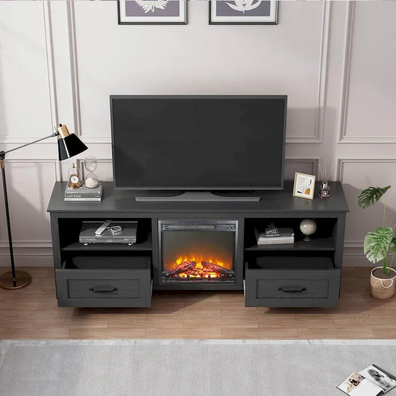 Meuble TV Cheminée WESOME 70 avec Foyer Électrique de 18 pouces