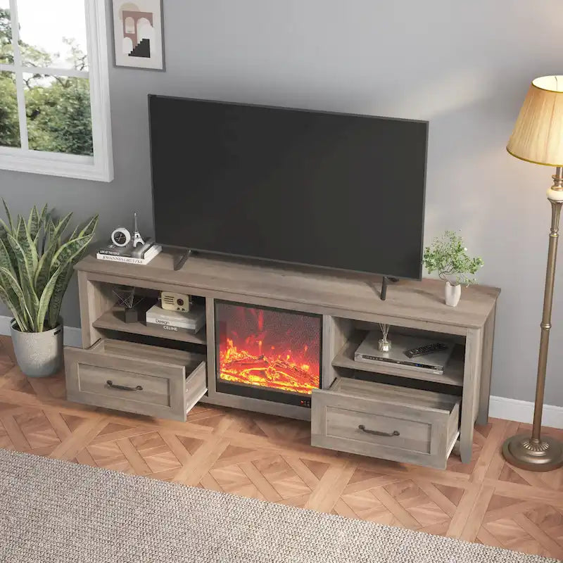 Meuble TV Cheminée WESOME 70 avec Foyer Électrique de 18 pouces