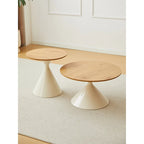 Table Basse Ronde Simple et Moderne avec Piètement Double Cône en Acier Carbone, pour Salon