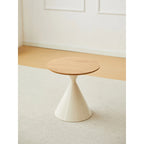 Table Basse Ronde Simple et Moderne avec Piètement Double Cône en Acier Carbone, pour Salon