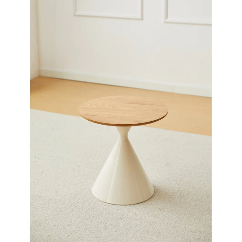 Table Basse Ronde Simple et Moderne avec Piètement Double Cône en Acier Carbone, pour Salon