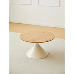 Table Basse Ronde Simple et Moderne avec Piètement Double Cône en Acier Carbone, pour Salon